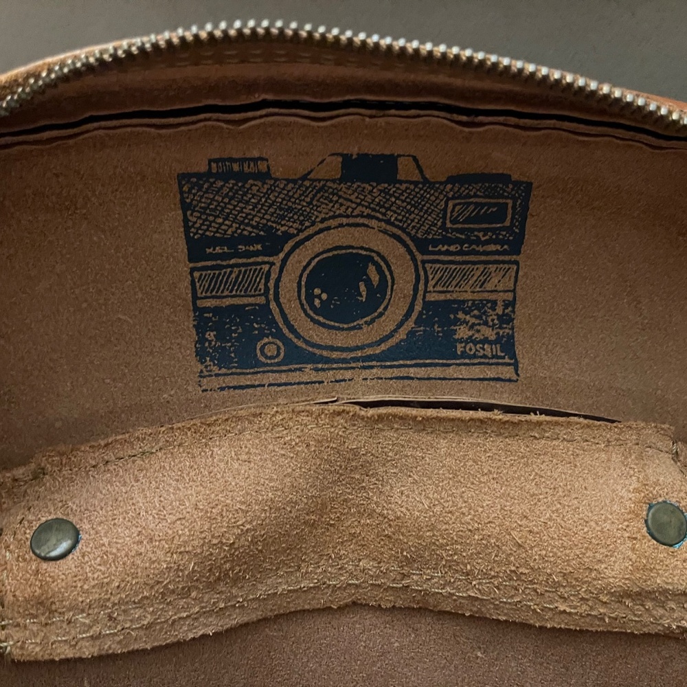 Vintage Fossil Brown Leather Crossbody Camera Box Bag Purse - Picture 5 of 8